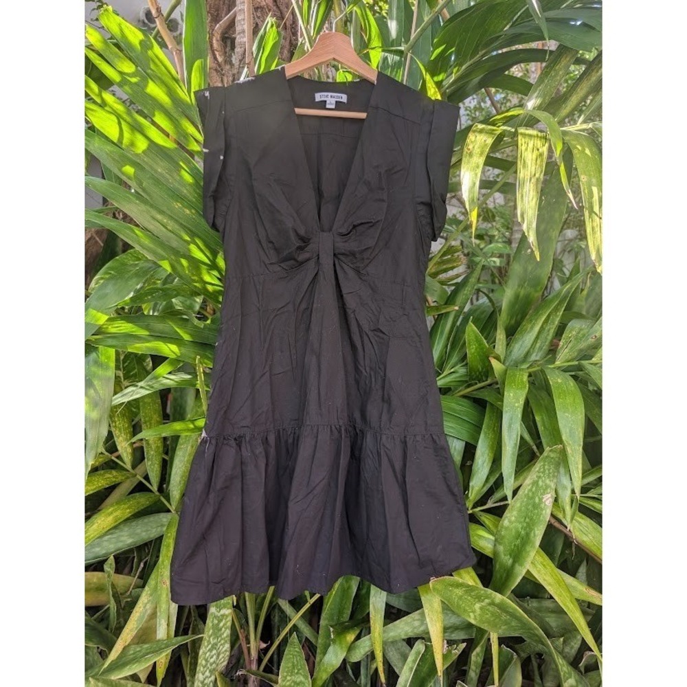 little black dress L tiered goth lolita babydoll kuro 100% cotton bow boho